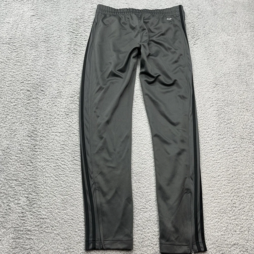 Adidas Track Pants Mens M ClimaLite Sweatpants Gray Zip Legs 3-Stripe Streetwear